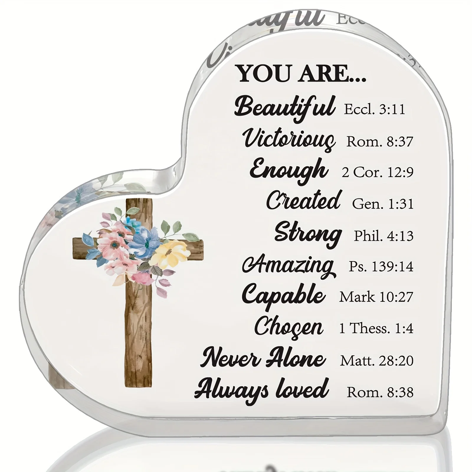 1pc Acrylic Heart Memorial with Bible Verse and Prayer Inspirational Gift for Mom Sister Best Friend Decorative Ornament