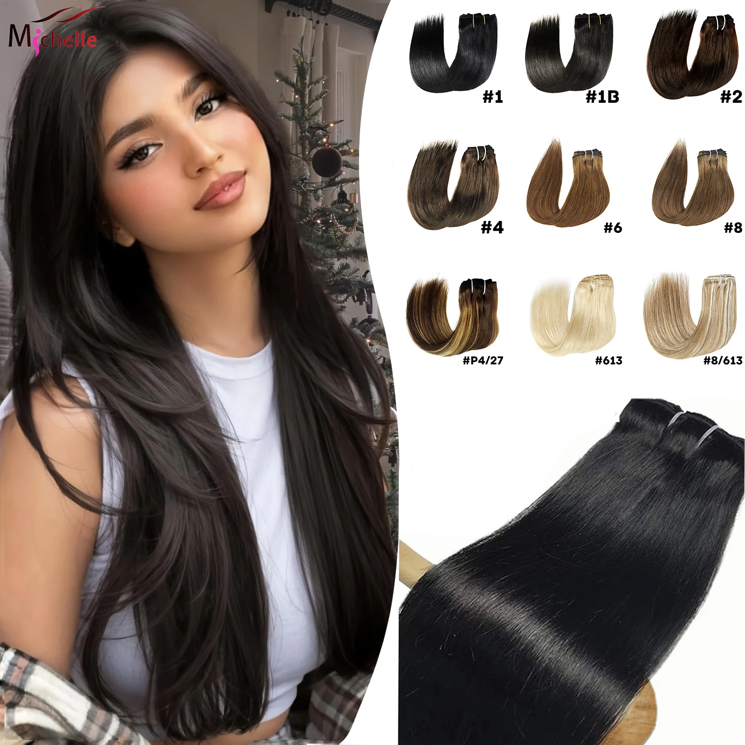 

Clip In Hair Extension Straight 100% Brazilian Remy Human Hair Extension 8pcs with 18Clips Clip In Straight Full Head Extensions
