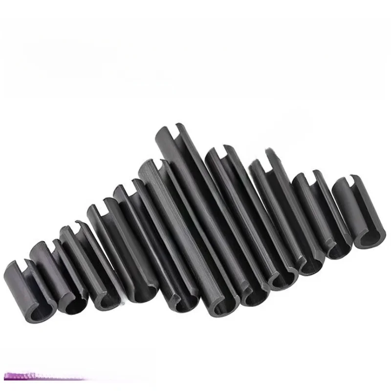 1-100 pièces M1.5 M2 M2.5 M3 M4 M5 M6 M8 M10 M12 broches droites à ressort noir ressort en acier élastique cylindrique goupille fendue cheville