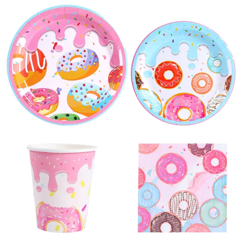 Donuts Dinner Plates Party Supplies Tableware Napkins Donut Tablecloth Donut Grow Up Birthday Party Baby Shower Decorations