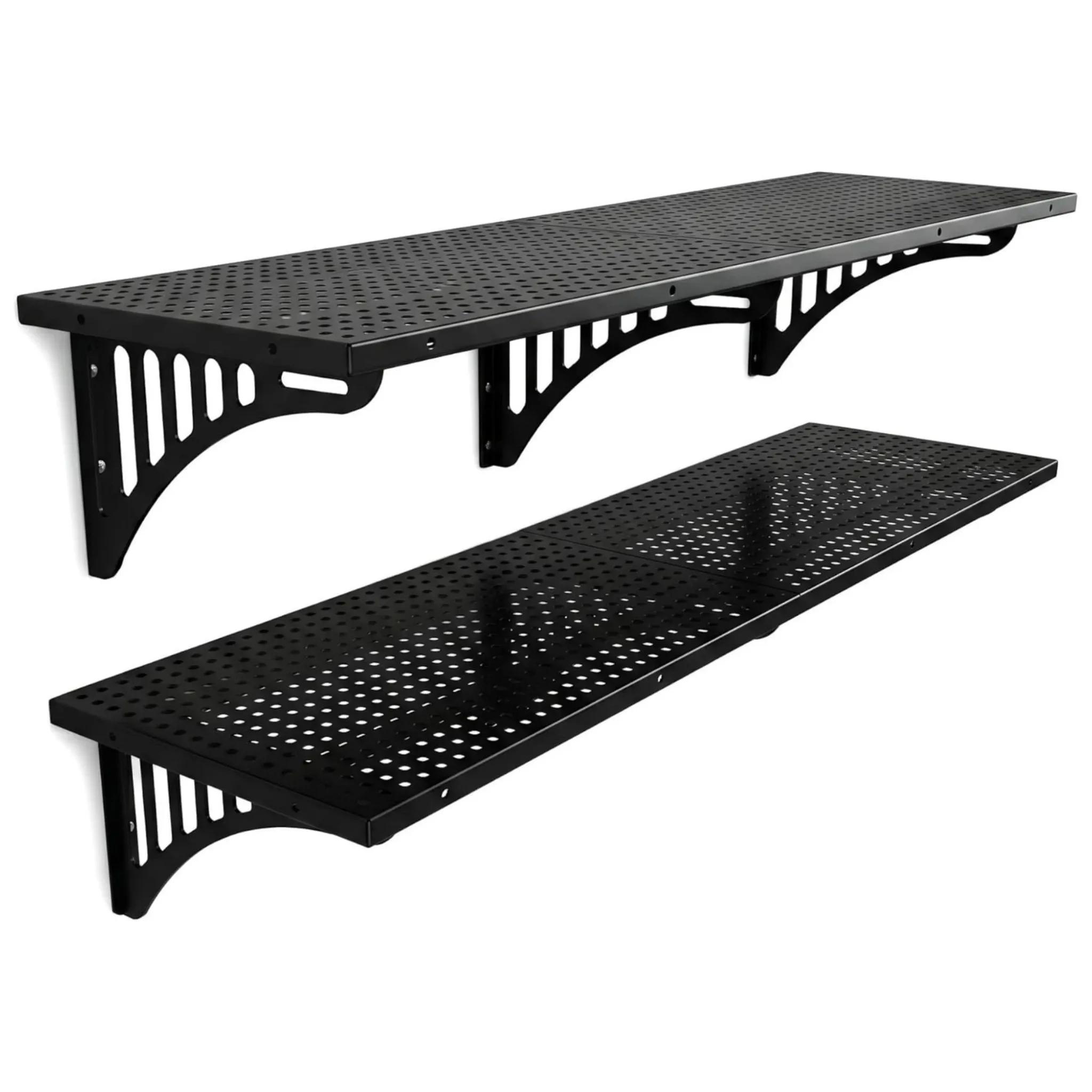 Heavy Duty Garage Storage Shelves, 4-Pack and 8-Pack, 1.4 FT x 3.8 FT Wall-Mounted Rack, 500 lbs Load Capacity with Built-in Hooks, for Tools and Organization