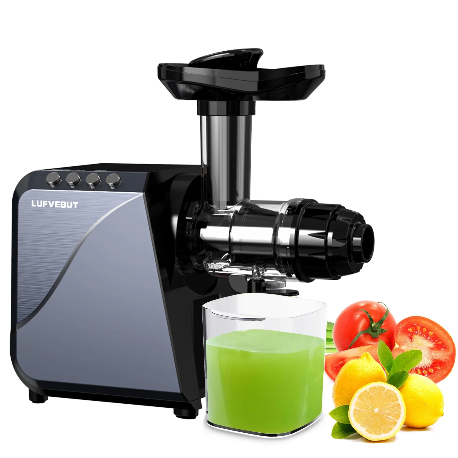 

LUFVEBUT Slow Juicer 250W Cold Press Masticating Extractor High Juice Yield Easy TO Use BPA Free Dishwasher Safe Kitchen Gadgets