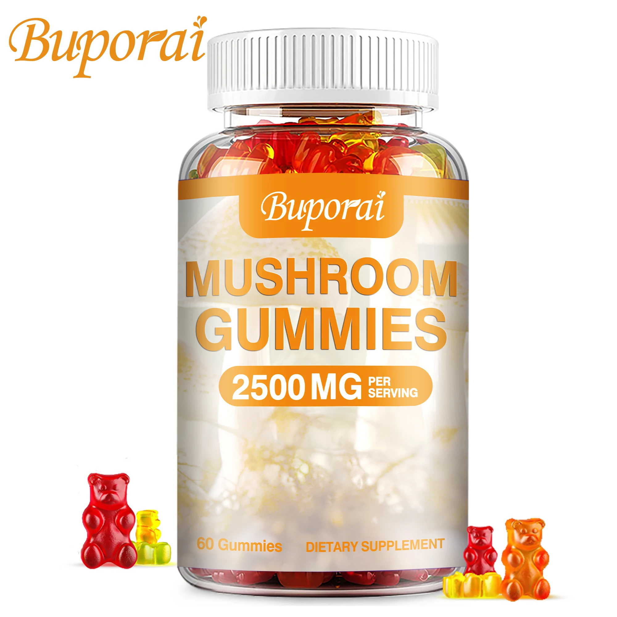 Mushroom Gummies - Brain Health, Enhances Memory and Concentration, Relieves Stress, Immune Support - 60 Gummies