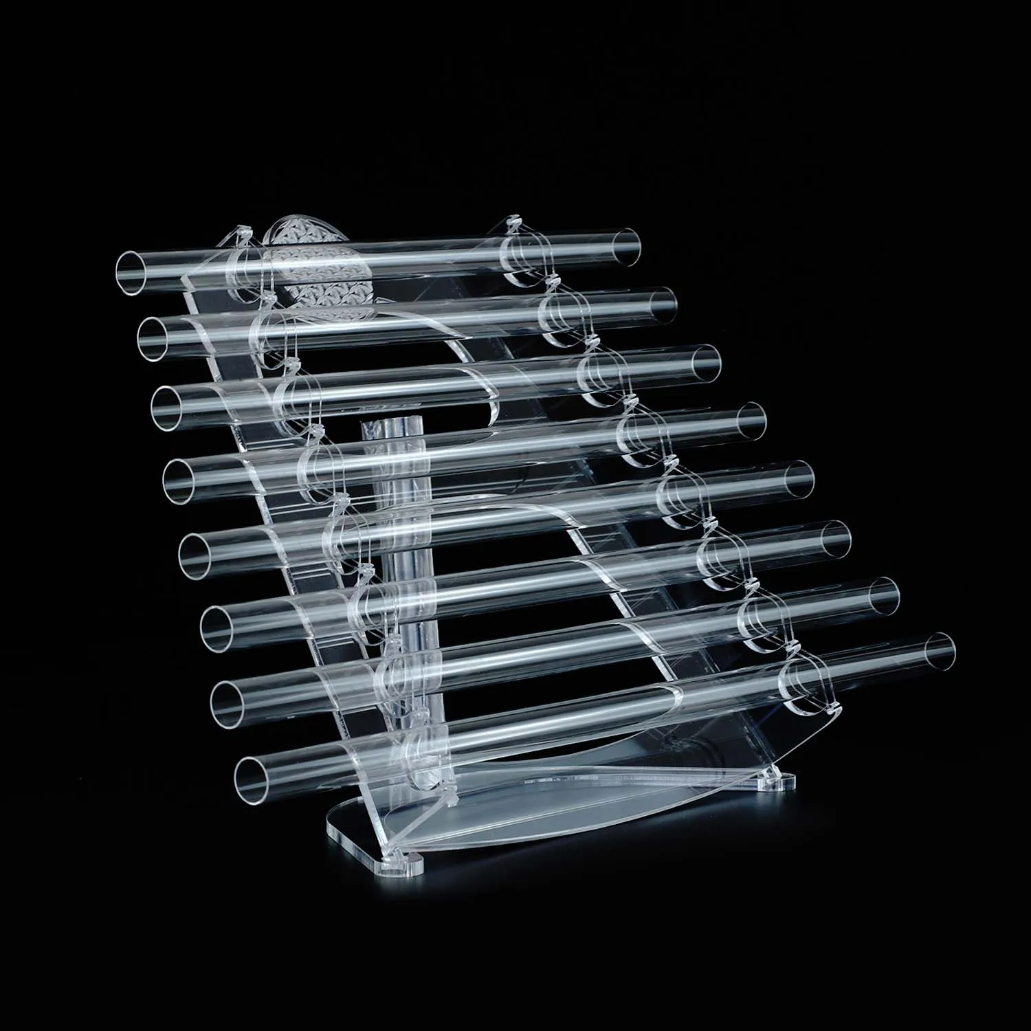 

432Hz Professional percussion instrument 8 Pipe Note Clear Quartz Crystal Singing Harp with Aluminium Oxide Alloy Case
