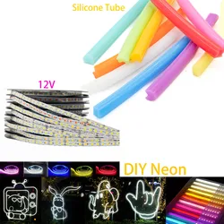 DIY Neon Separado Silicone Neon Strip, Fita Led Bendable, Sinal de LED à prova d'água, recém flexível, DC12V, 1m-20m, 6mm, 8mm, 12mm, IP67