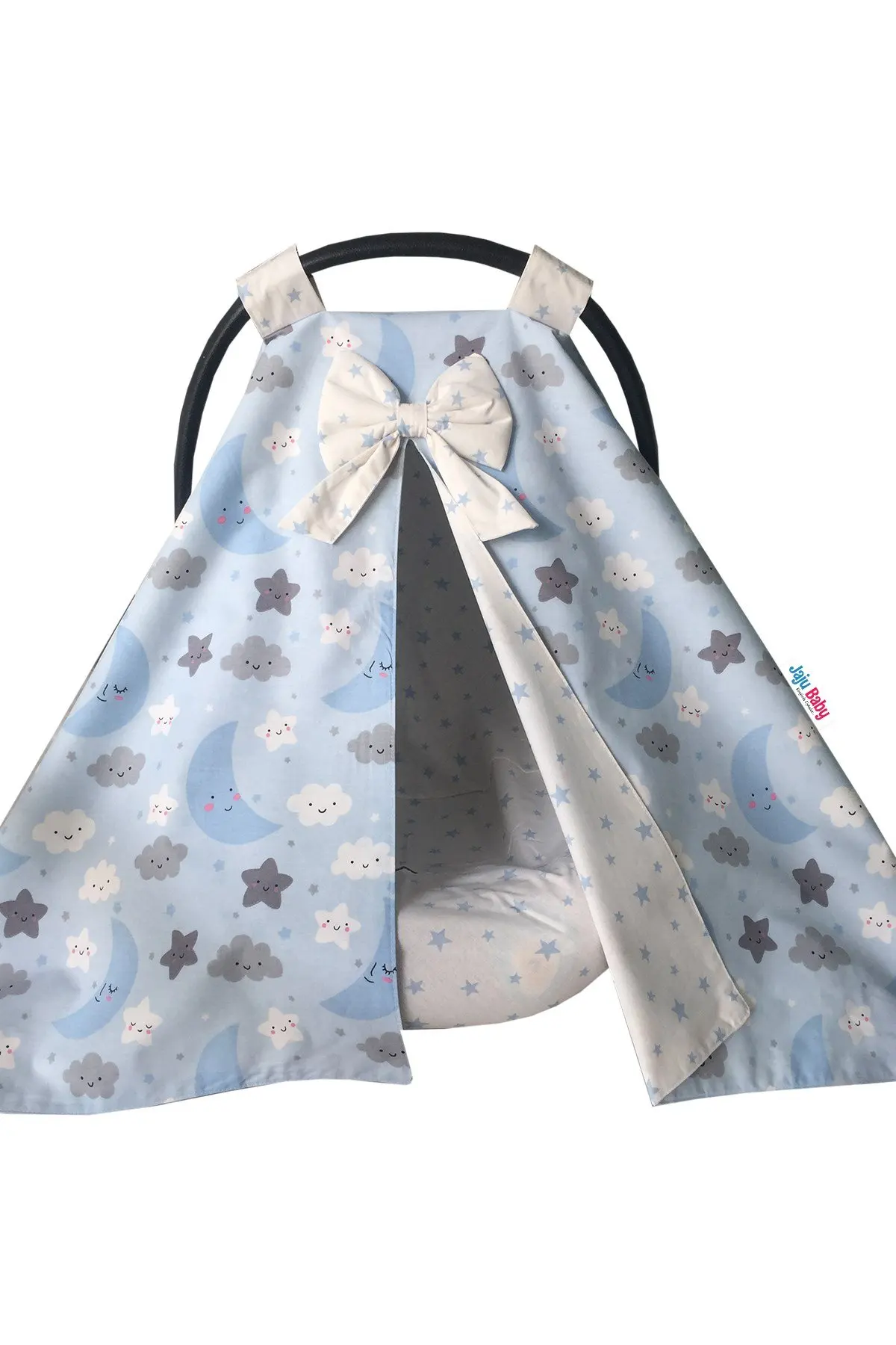 Handmade Blue Moon Cloud Patterned Stroller Cover and Inner Sheet