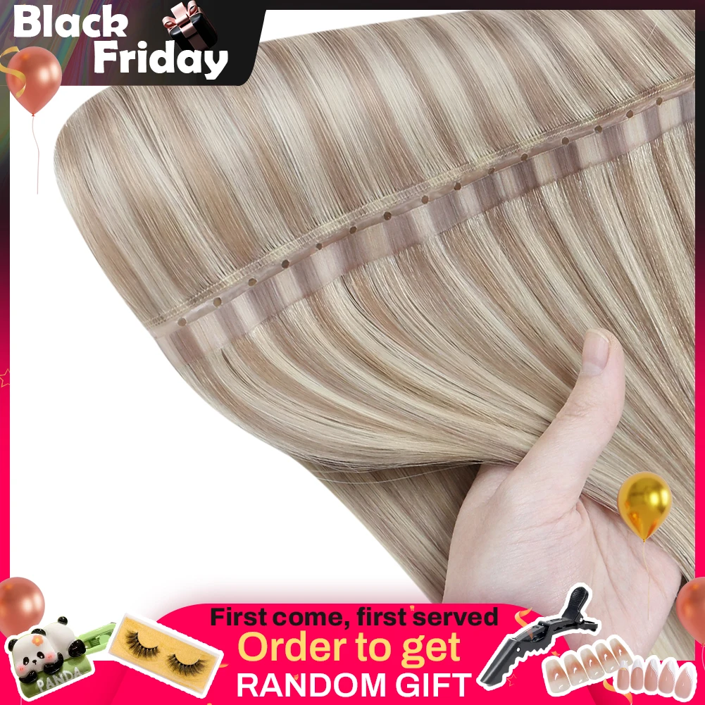 Moresoo Butterfly Weft Hair Extensions Pu Hole Weft Double Sided Genius Weft Bundles Hand Tied Weft Invisible Weave For Women