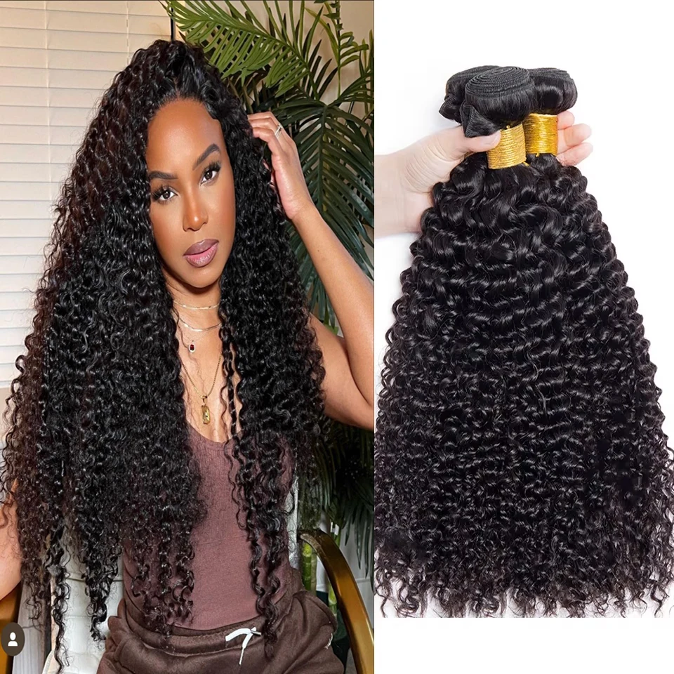 Extensions de cheveux humains brésiliens bouclés crépus, 1/3 pièces, 10A, 12-32 pouces, Remy, pour femmes