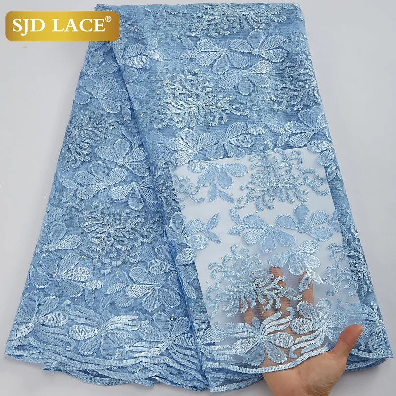 SJD LACE African Laces Fabric 2025 High Quality Nigerian Embroidered Bridal Lace Fabric with Bead For Wedding Dress Sewing A2940