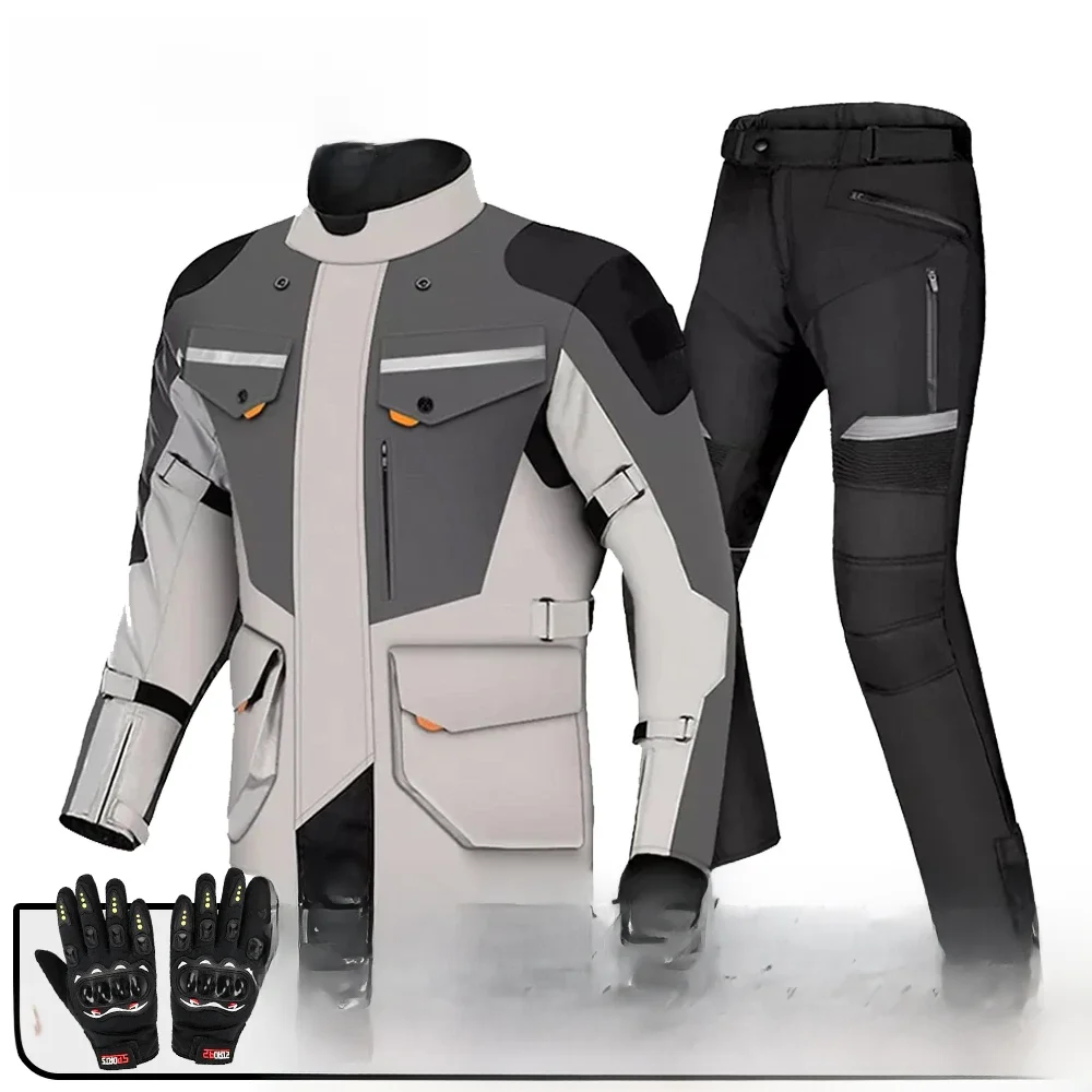 LYSCHY Motorjas Broek Pak Koudbestendig Waterdicht Winter Heren Motorrijden Moto Jas Beschermende uitrusting Armor Kleding - afbeelding 2