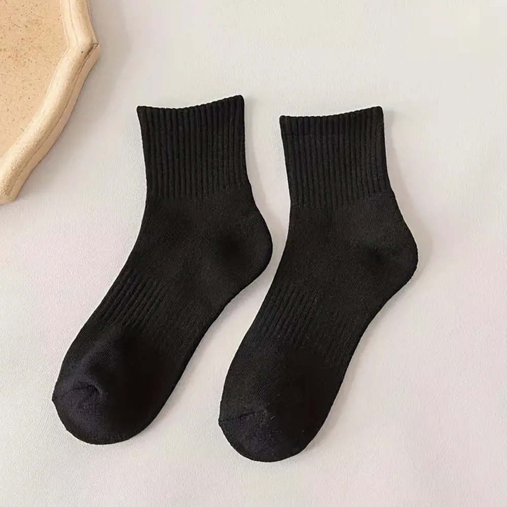 5/10 Pairs Black Student Socks Breathable Sweat-Absorbing Sports Men Women Fashionable Comfortable High-Quality Business Socks