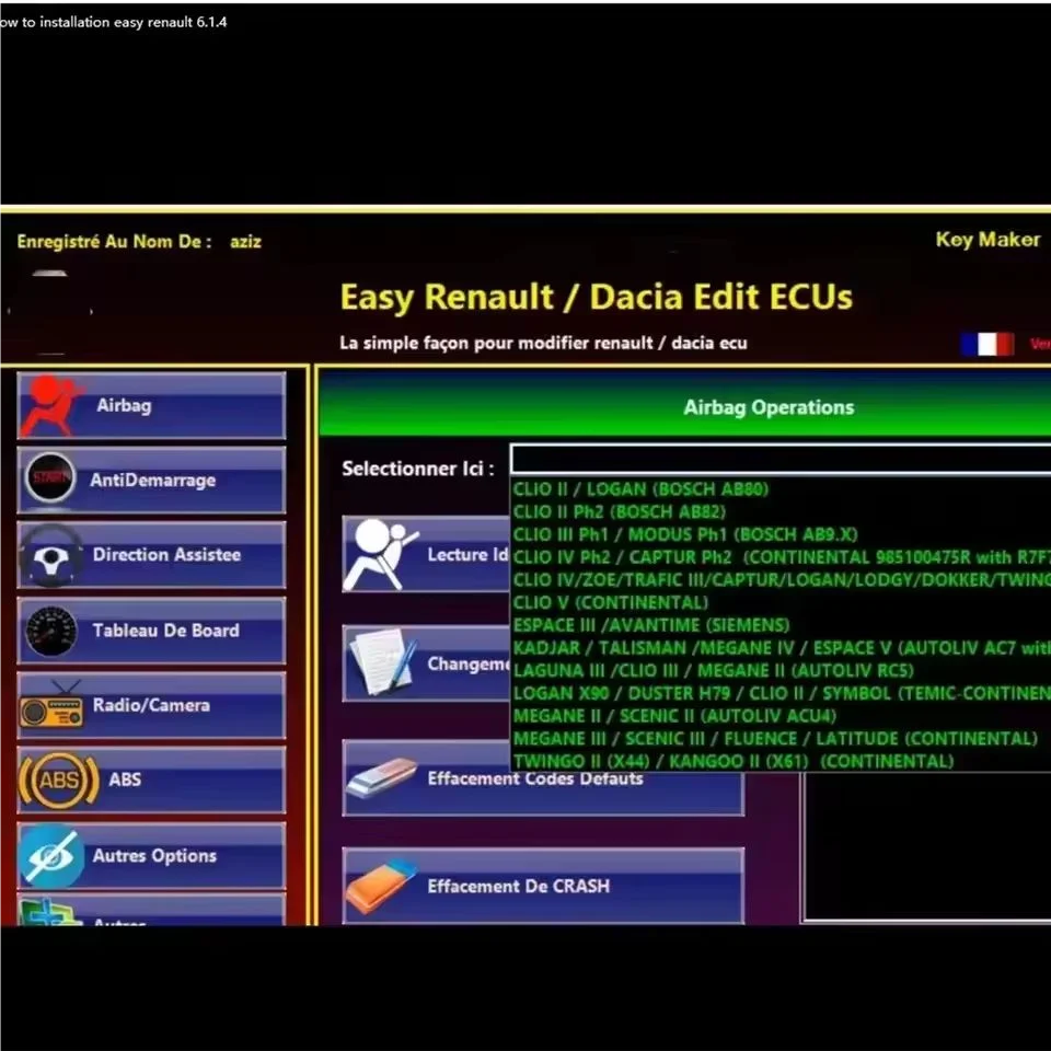 Easy Renault 6.1.4 Car accessories Software for Renault ECU Programmer Clear Crash Airbag Card Keys UCH Cleaner WORK with OBDLi