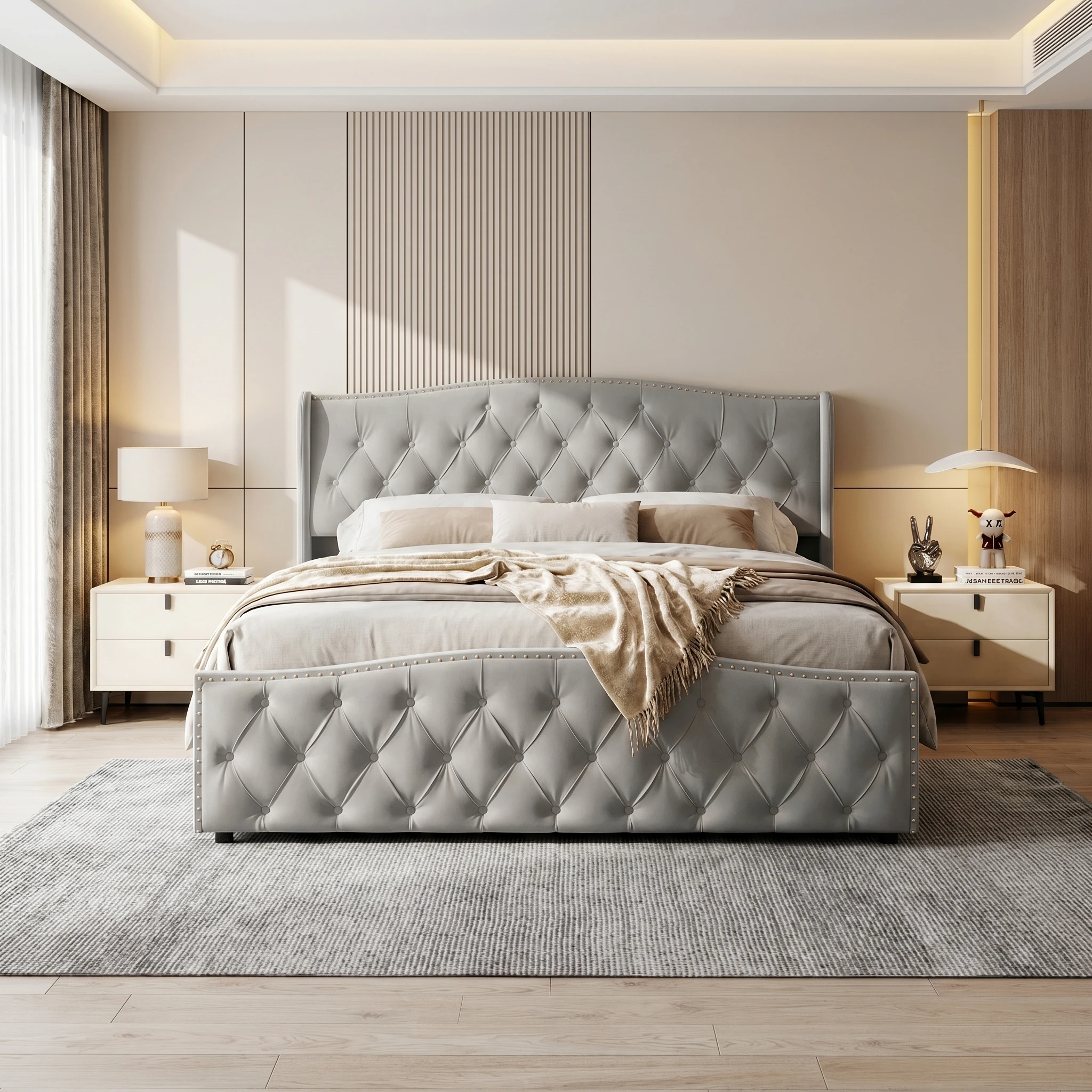 Cama doble Superaly de 160 x 200 cm, cama con almacenamiento hidráulico, cama tapizada con cabecero, con somier, sin colchón, terciopelo