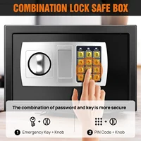LARGE STRONGER DIGITAL DISPLAY STEEL SAFE KEY HIGH SECURITY CODE LOCK KEY CABINET SAFES HOME OFFICE MONEY CASH SAFETY BOX 4.6L/8.5L/16L BLACK/GREY 7
