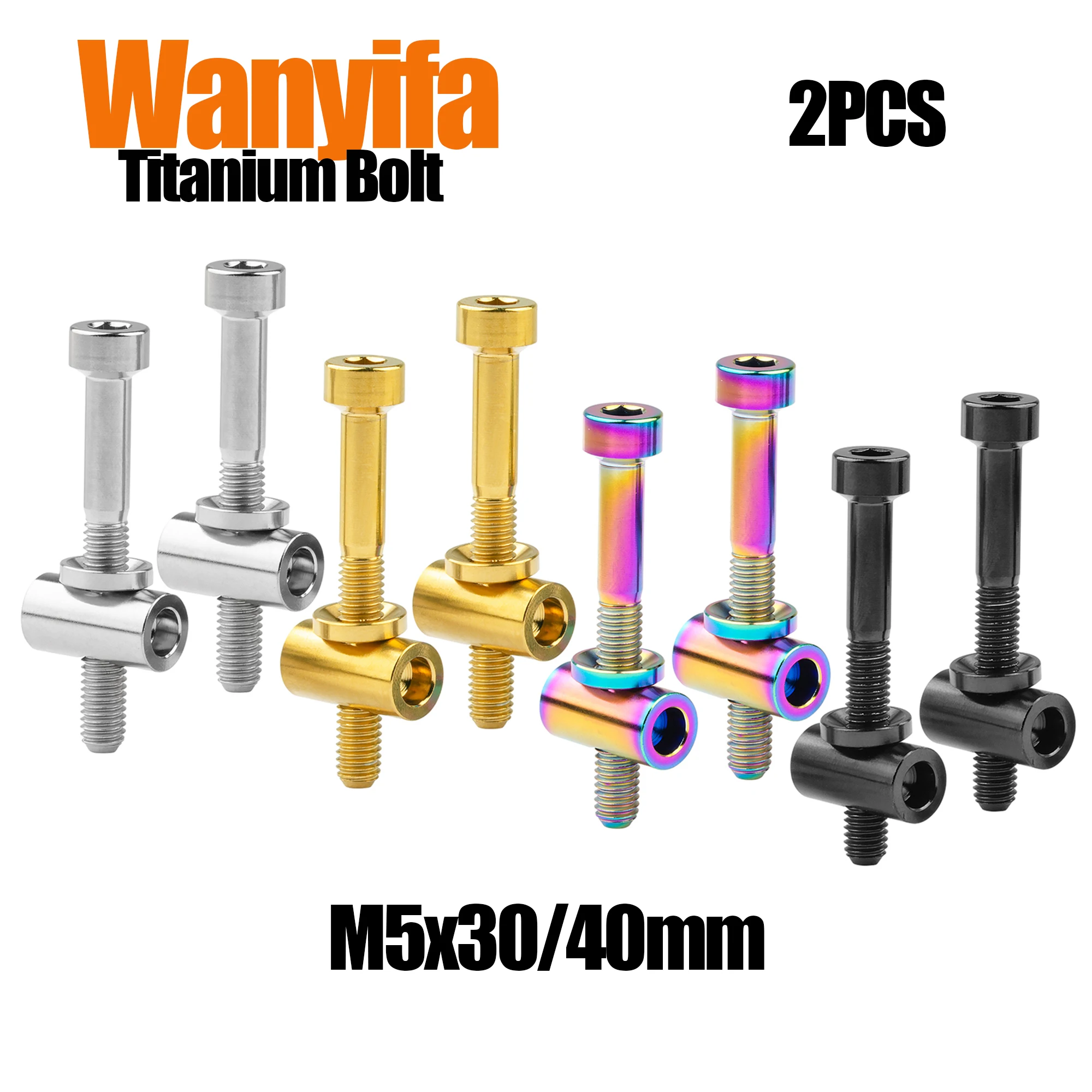 

Wanyifa Titanium Bolt M5x30/40mm Bicycle Seat Post Fixing Bolt MTB Road Bike Seatpost Saddle Fixed Screws 2Pcs