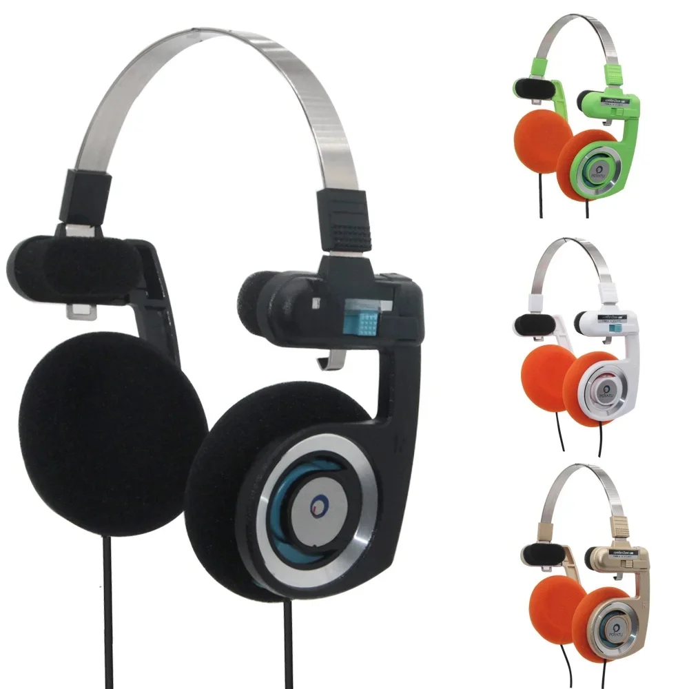 Poyatu rétro casque avec Microphone stéréo classique ouvert Hifi sur l'oreille HD écouteurs pliable Portable léger casque