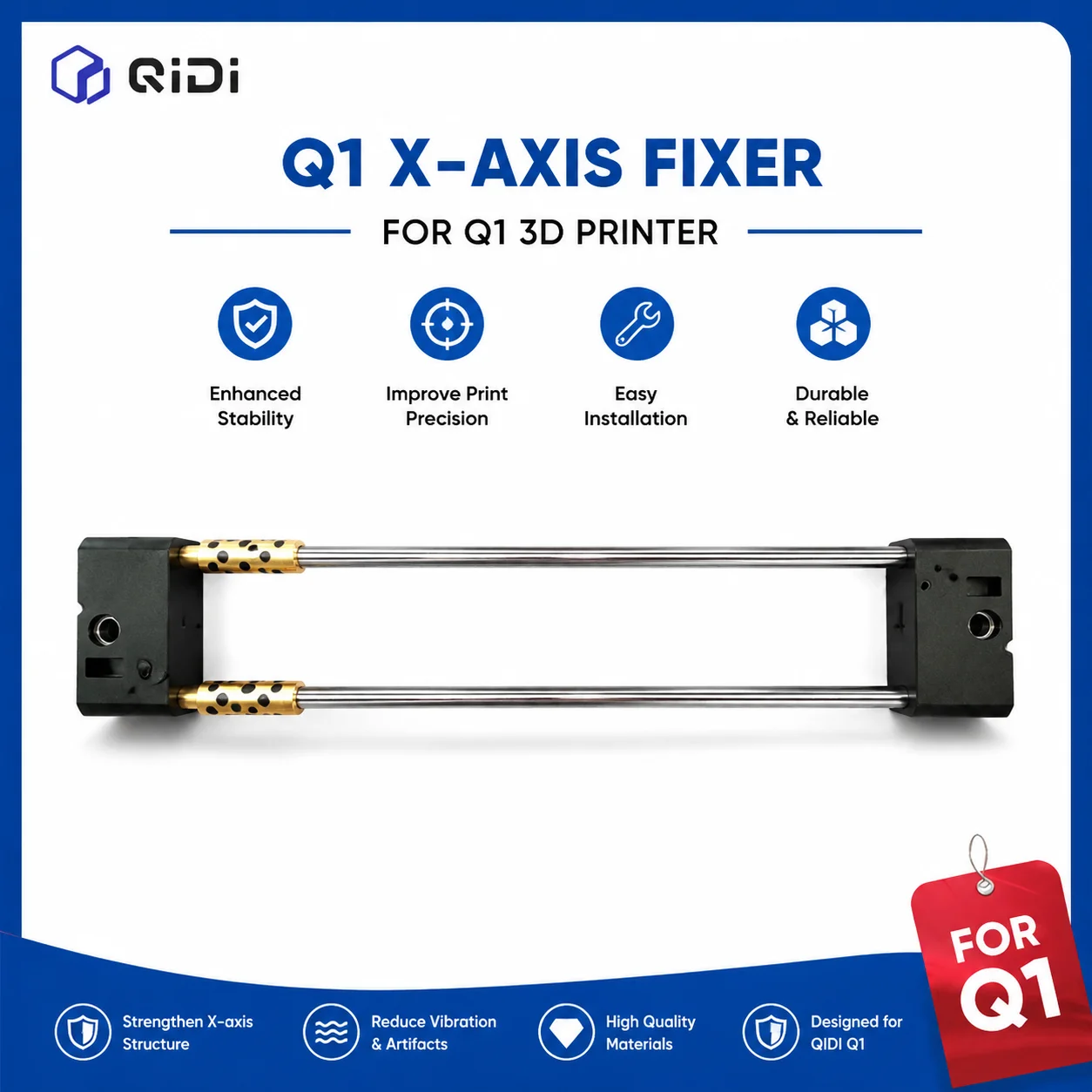 QIDI Q1 X-Achsen-Fixierungs-Upgrade-Kit für Q1 3D-Drucker |   Stabiles X-Achsen-Positionierungsteil |   Einfach zu Installierendes Zubehör
