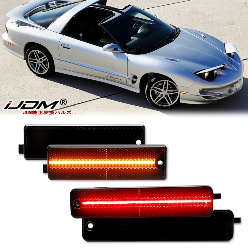 

For Pontiac Firebird 1998-2002 Smoked Lens LED Side Marker Lamp Amber Front Red Rear Side Fender Reflector Lights