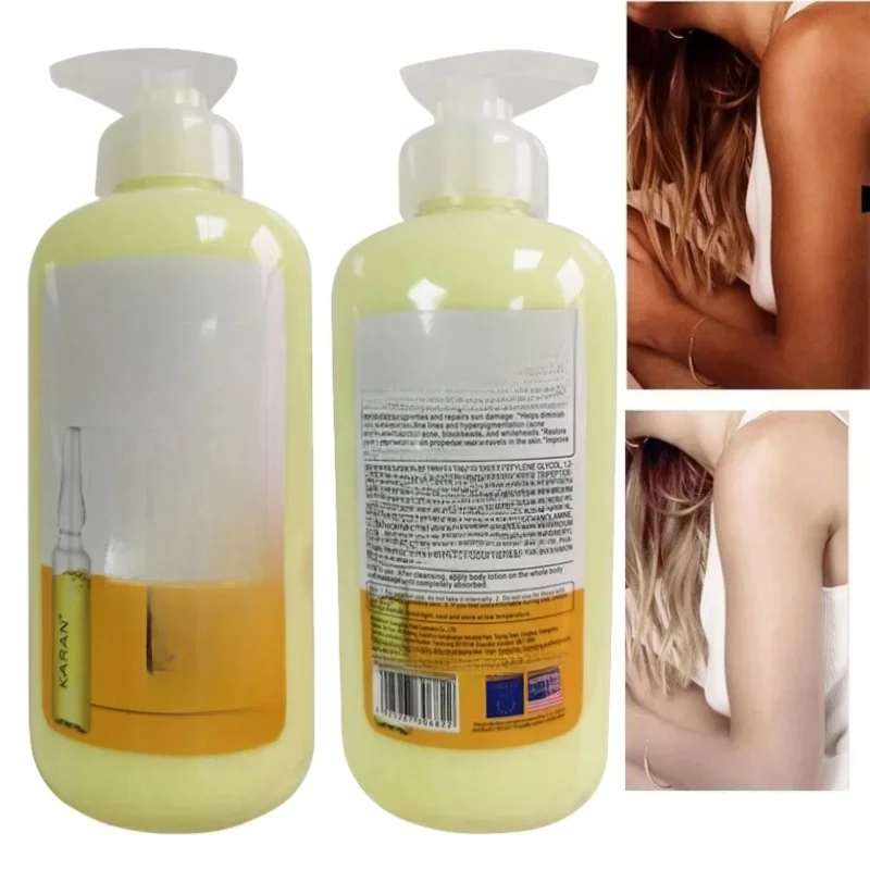 Crème éclaircissante pour la peau, 500ml, acide hydroxylé, vitamine C et E, soin délicat et lisse