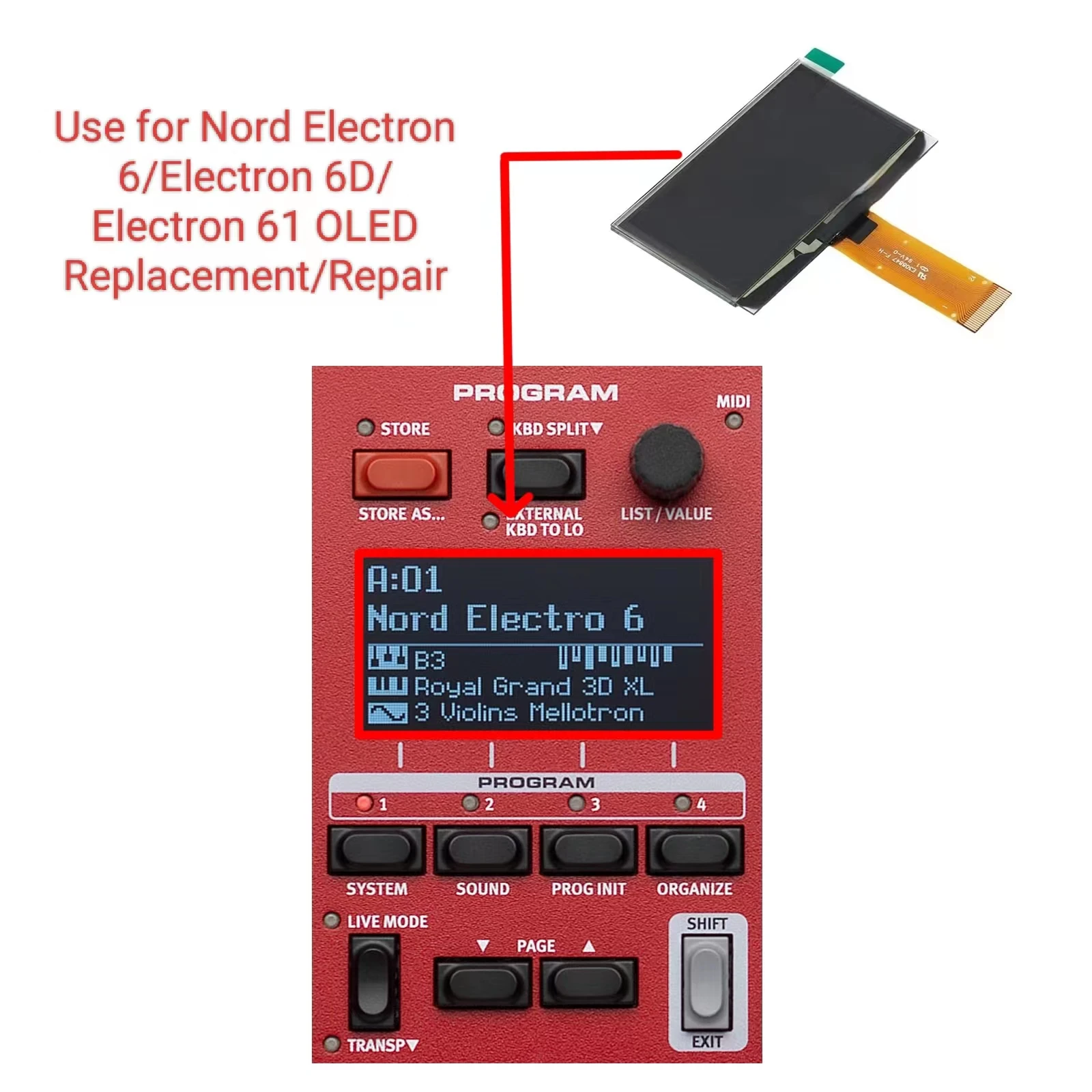 OLED Display Lcd Screen for Nord Electron 6 6D 61 Stage 3 Repair
