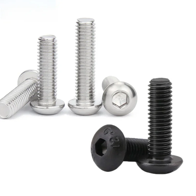 Vis à Tête Ronde et Douille Hexagonale, Accessoires en Acier Inoxydable ou Noirs, ISO7380, M2, M2.5, M3, M4, M5, M6, M8, 304, A2, Grade 10.9, 5 à 50 Pièces
