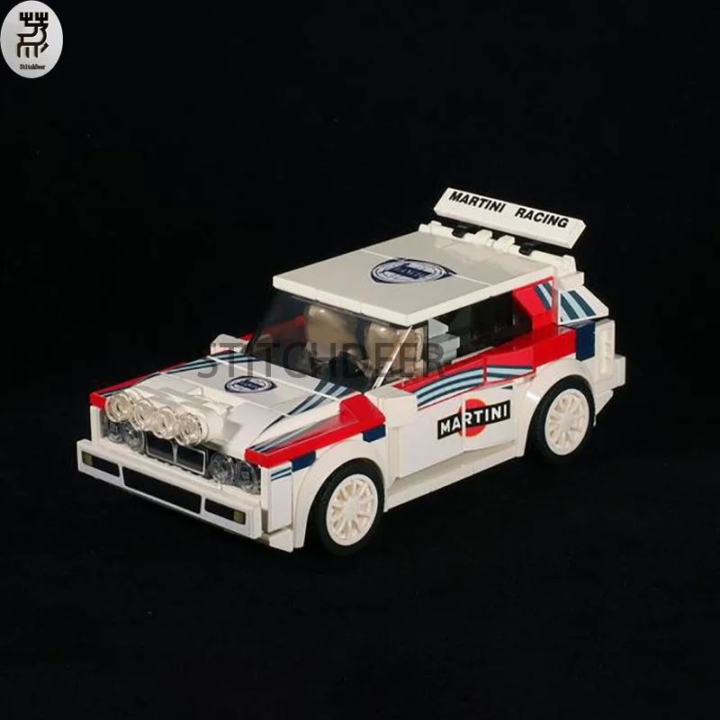 Velocidade Campeão MOC Building Block, Martini Racing, Clássico Holiday Gift, Tijolo Montar Brinquedo, Lancia Delta, HF Integrale, Blocos de