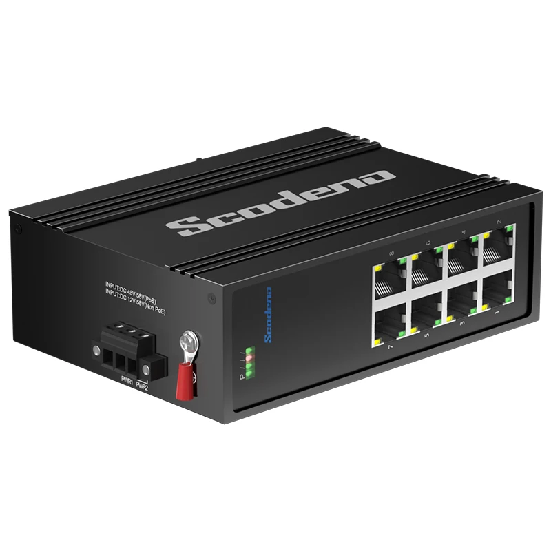 Industrial 8-Port 10/100Mbps Unmanaged -40 to 75°C DIN-Rail IP40 Ethernet Switch