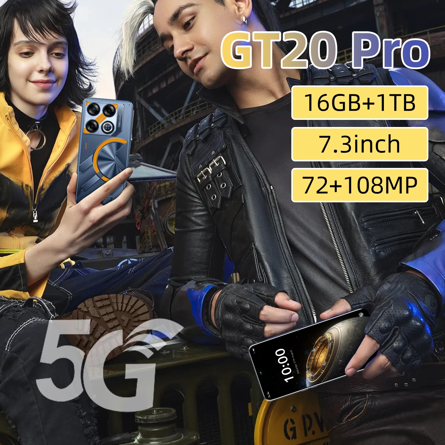 2024 NEW GT20 Pro Smartphone 5G 7.3 inch HD 16G+1TB Cell Phone Dual SIM Mobile Phones 7800mAh Cellphones Unlocked Android