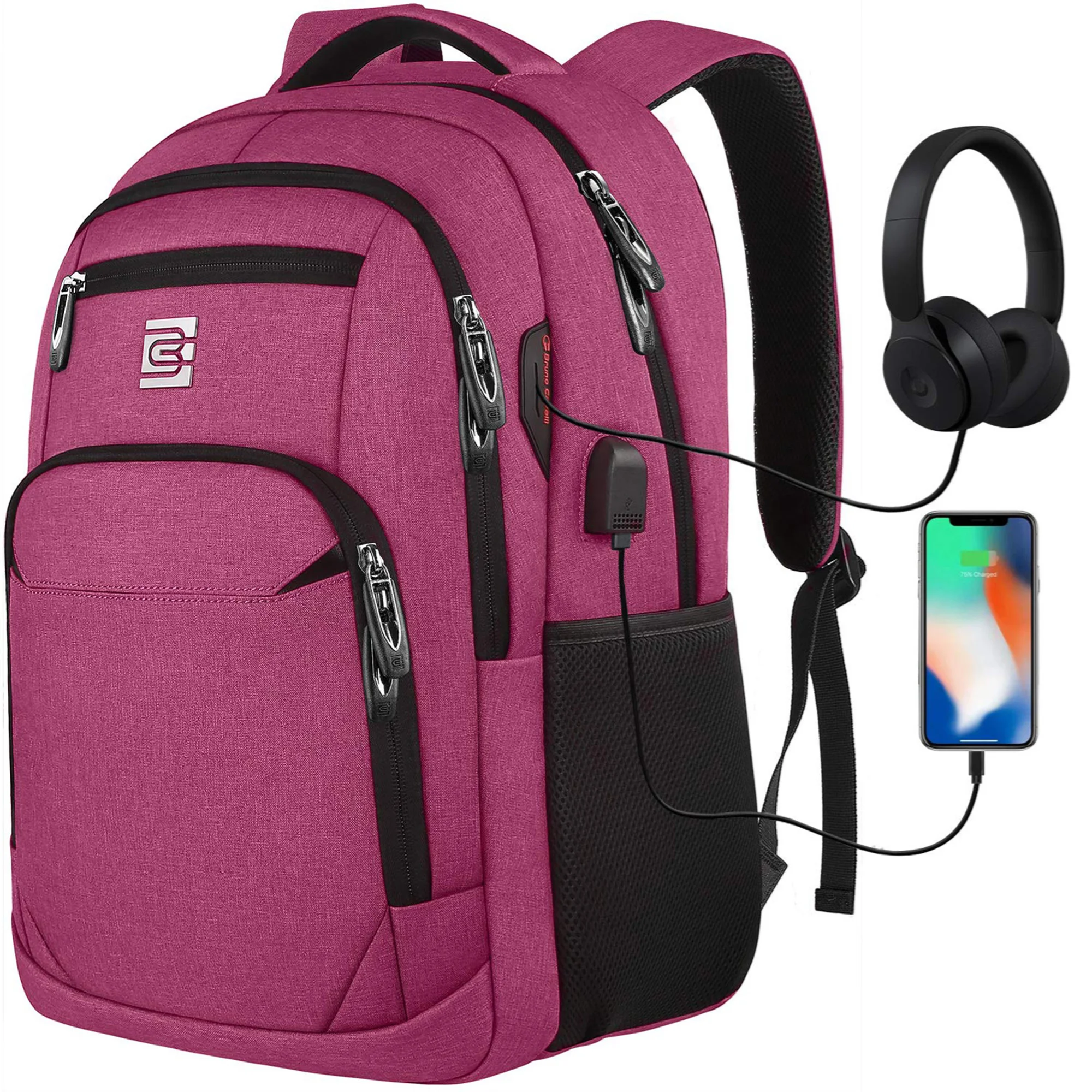 NONE Große Kapazität Rucksack : Laptop Rucksack besitzt mehr als 20 unabhängige Taschen für viel Stauraum und können Powerbank, A4-Ak 6