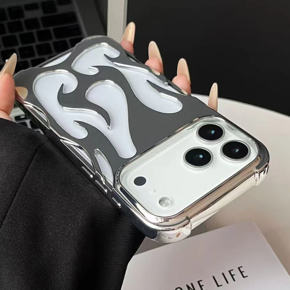 Funda de TPU antigolpes con diseño hueco y estampado de llama, para iPhone 17 16 15 14 13 12 11 Pro Max 16 Plus Air 3