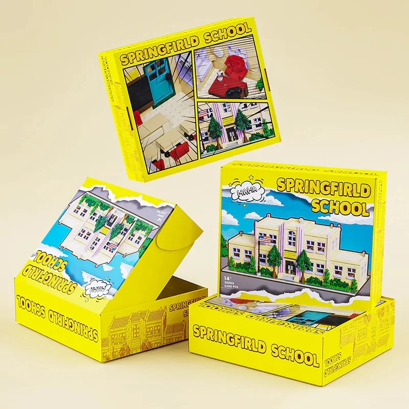 Springfield-casa de escuela primaria, bloques de edificios modulares, arquitectura de apartamento urbano, Kit de modelo de ladrillo, regalo para niños y adultos, 3500 Uds.