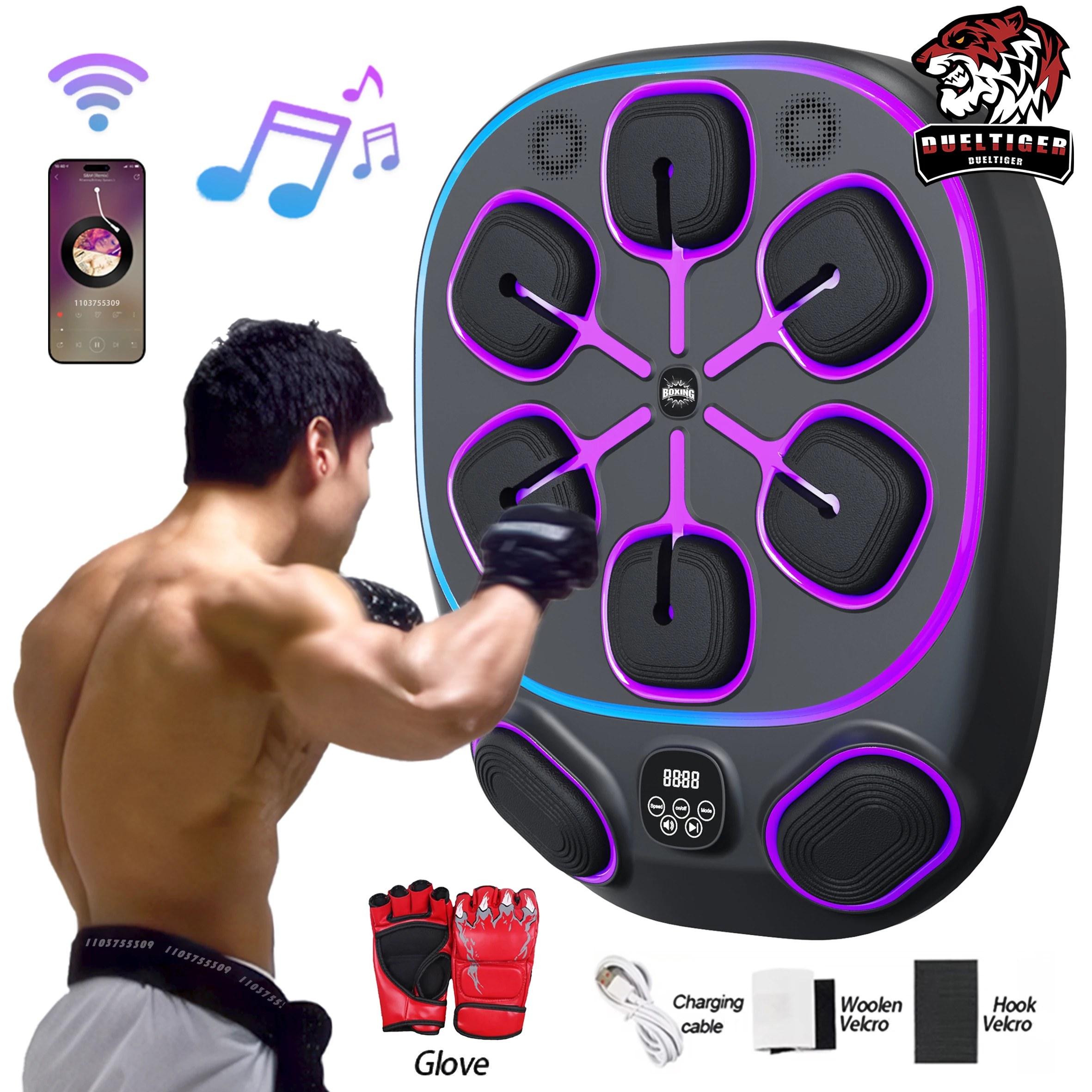 New Smart Music Boxing Machine Bluetooth Adult Electronic Wall Target HookPunch Equipment Target Wall Mounted Gym Home Equipment