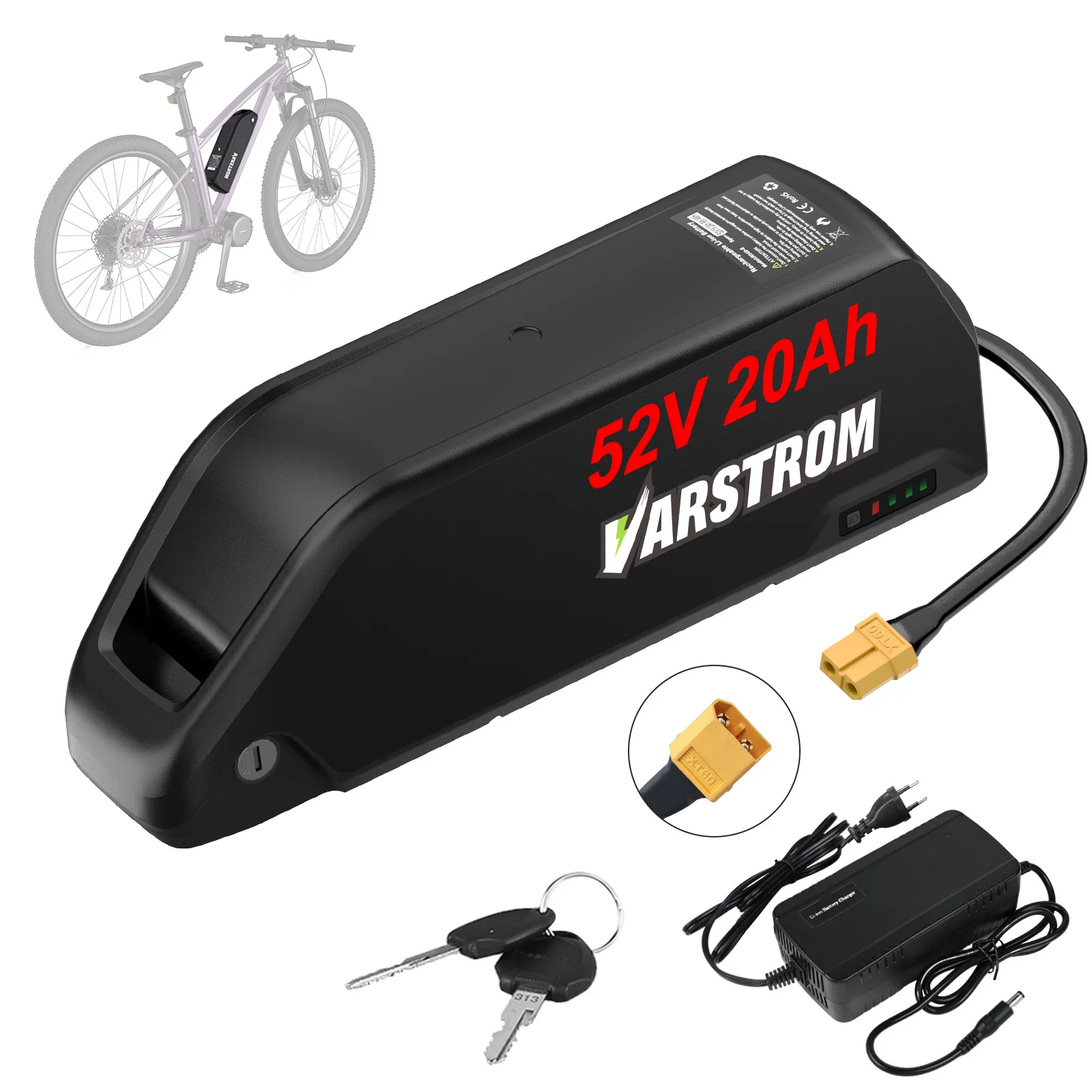[Im Angebot ] Elektrofahrrad Akku 52V 20AH 21700 Zellen Yingwu Batterien Pack E-Bike Große Kapazität Umbausatz 30A BMS Für BAFANG Varstrom Tongsheng 48V 52V Motor