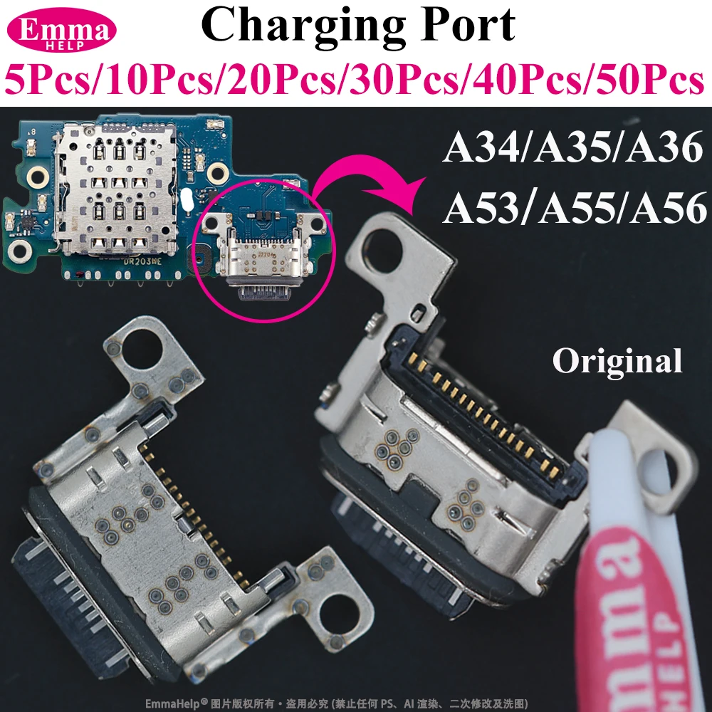 10-50pcs Original Charging Port Dock Plug For Samsung A35 A34 A53 A56 A55 USB Charger Connector Socket Repair