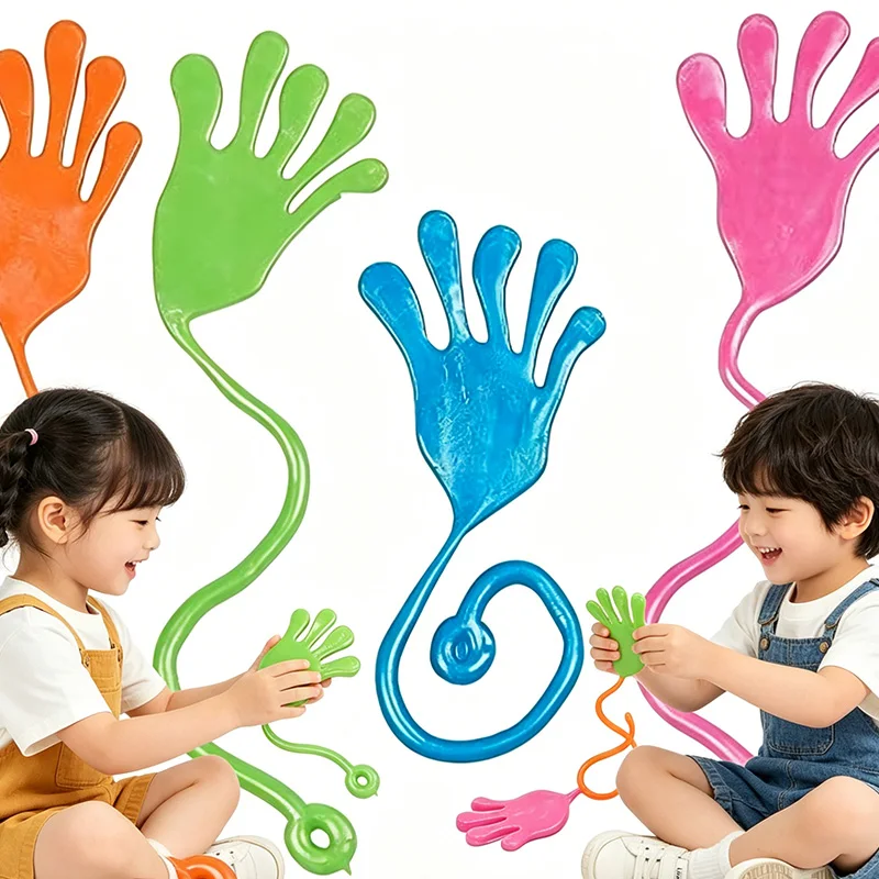 

Pcs Funny Glitter Sticky Hands toy Palm Elastic Sticky Squishy Slap Palm Toy Novelty Gift Party Favors supplies