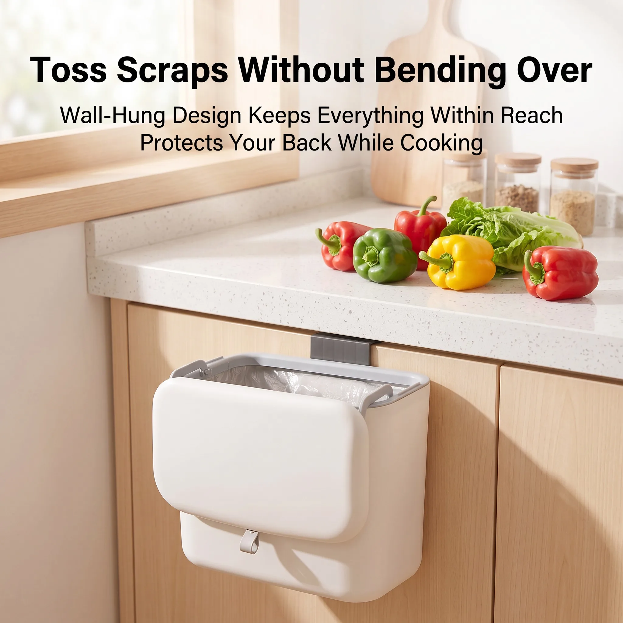Aliexpress 7/10L Hanging Trash Can with Lid Kitchen Recycling Garbage Basket Large Capacity Durable Adhesive Trash Bin Kitchen Bathroom - Aliexpress Deal
