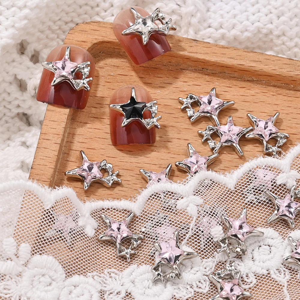 10Pcs Diamond Starfish Nail Art Charms 3D Luxury Rhinestones Alloy Nails Decorations Flash Inlaid Manicure Accessories 10*12MM