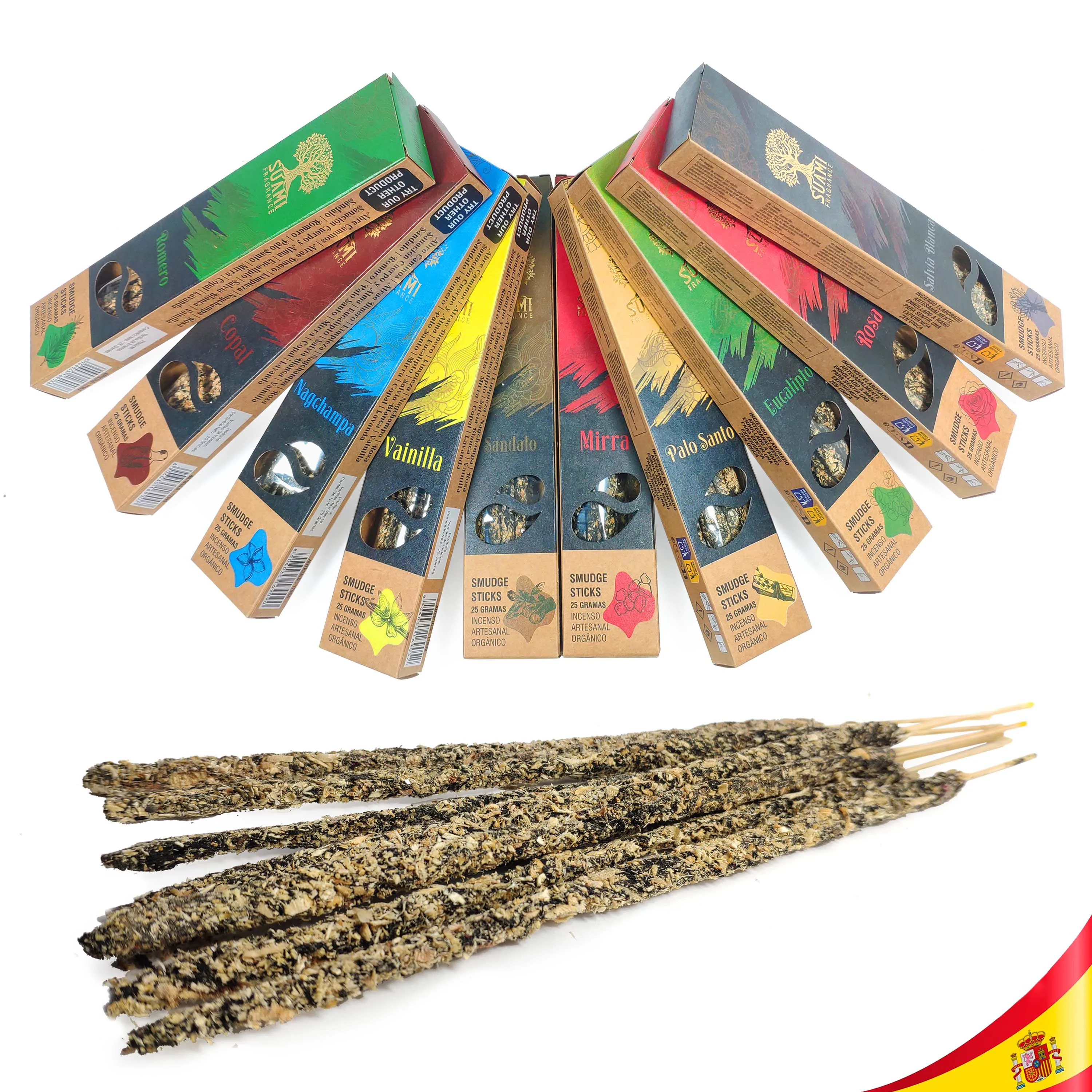 أعواد تلطخ البخور الأصلية من عطور أوم المصنوعة يدويًا عضويًا رودا كوبال 7 شاكرات لافندر روزماري مر خشب الصندل بالو سانتو بخور روحي مختصرات تنظيف كاملة تفتح مسارات 7X7 ضد