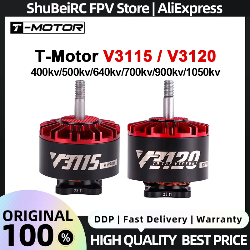 T-MOTOR V3115 V3120 Brushless Motor 400kv/500kv/640kv/700kv/900kv/1050kv for 3-12S 8-11 inch X4 X8 RC Racing FPV Drones