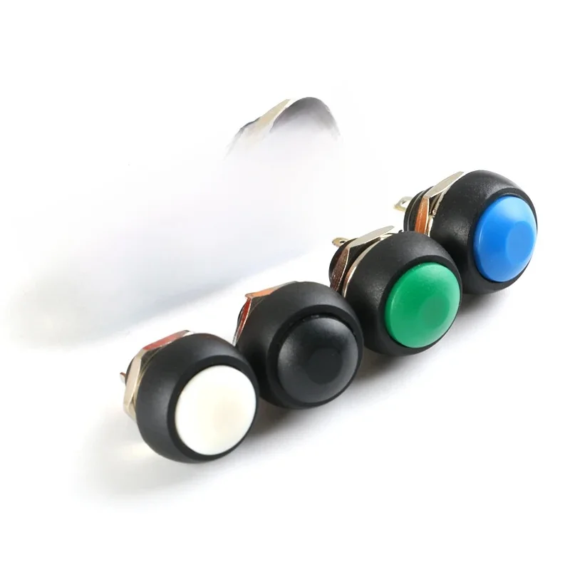 7 sztuk Mini 12mm wodoodporny chwilowy ON/OFF przycisk okrągły przełącznik PBS-33B — zdjęcie 2