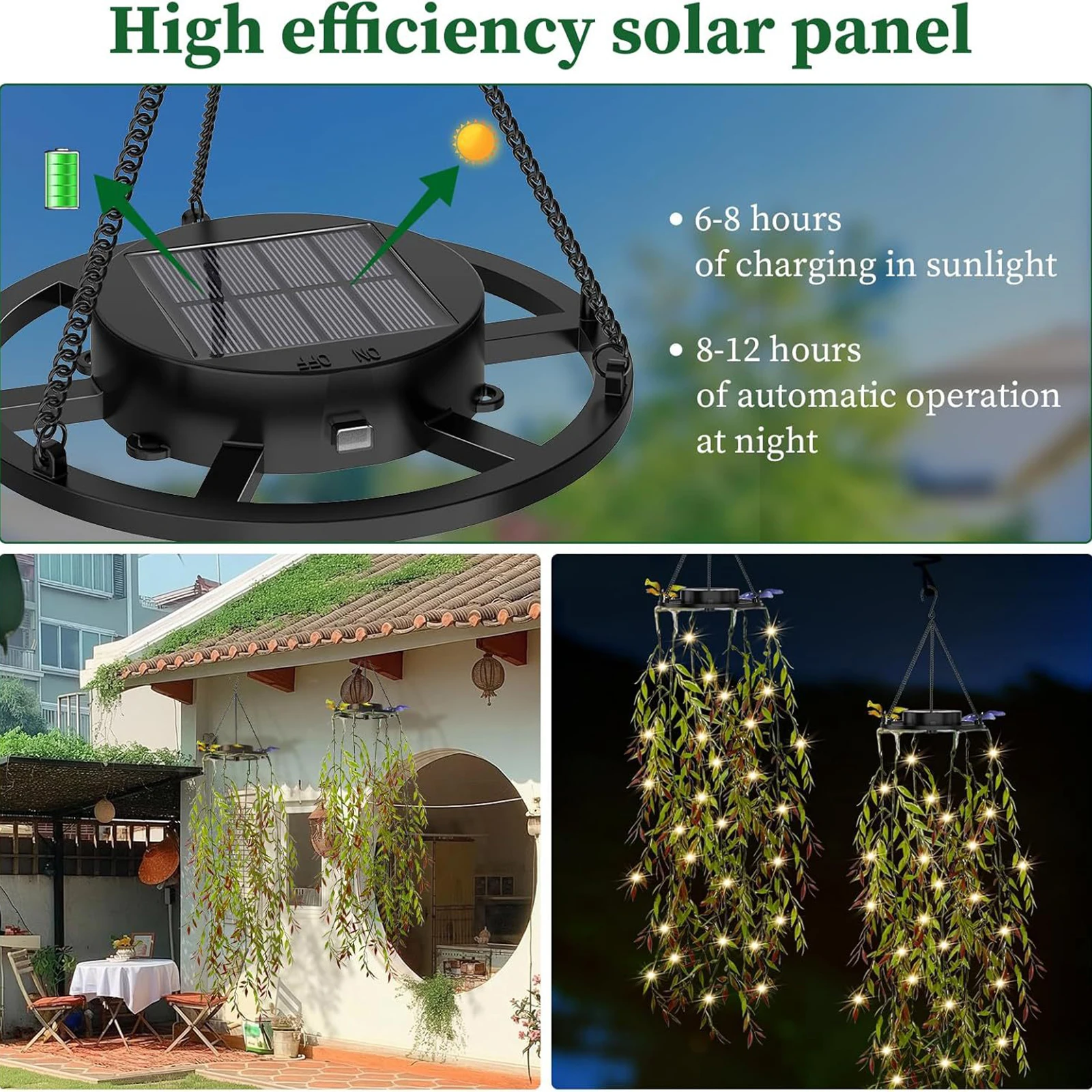

Солнечная подвесная садовая лампа, садовая лампа для искусственных растений, светодиодная сказочная гирлянда, уличный новогодний декор для двора, крыльца, пейзажа