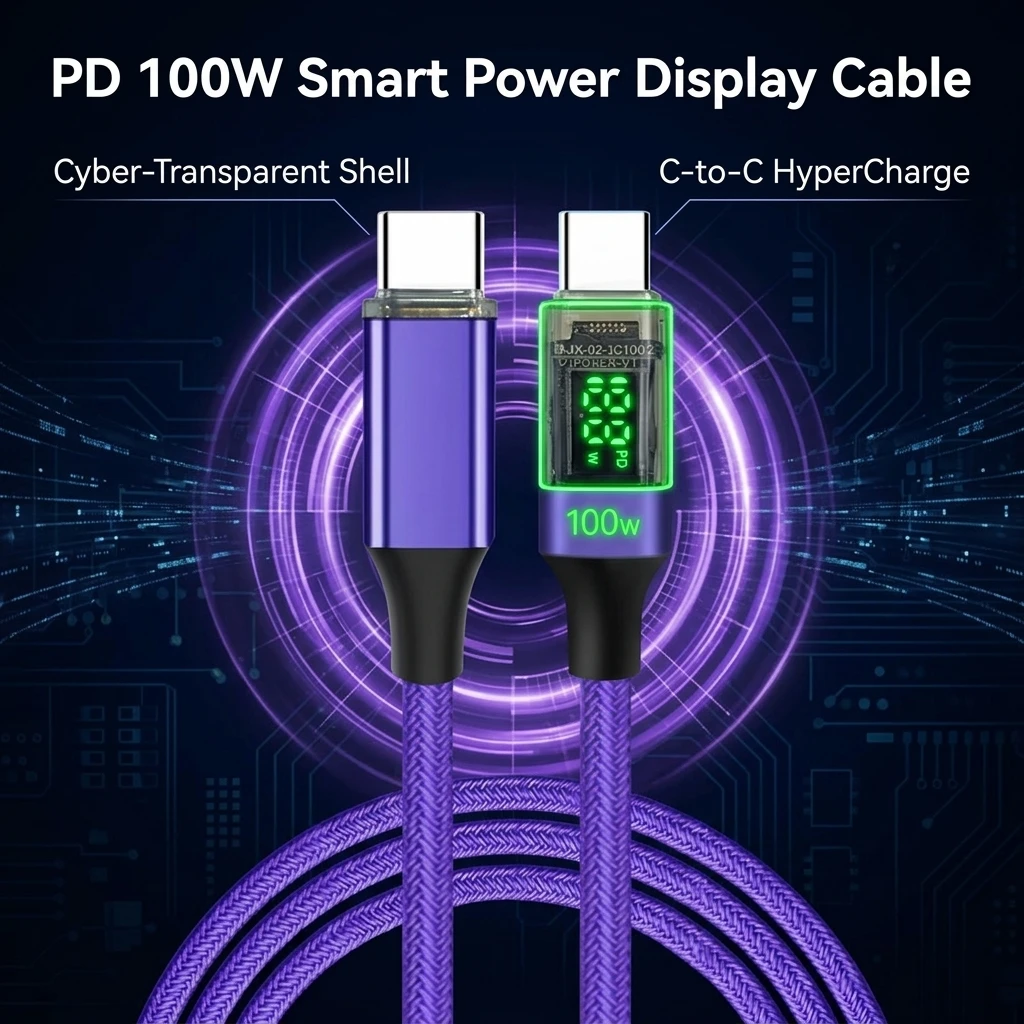 PD 100W LED Digital Display USB C to USB Type C Cable Fast Charging Wire Cord For MacBook Laptop Xiaomi Samsung Data Lines