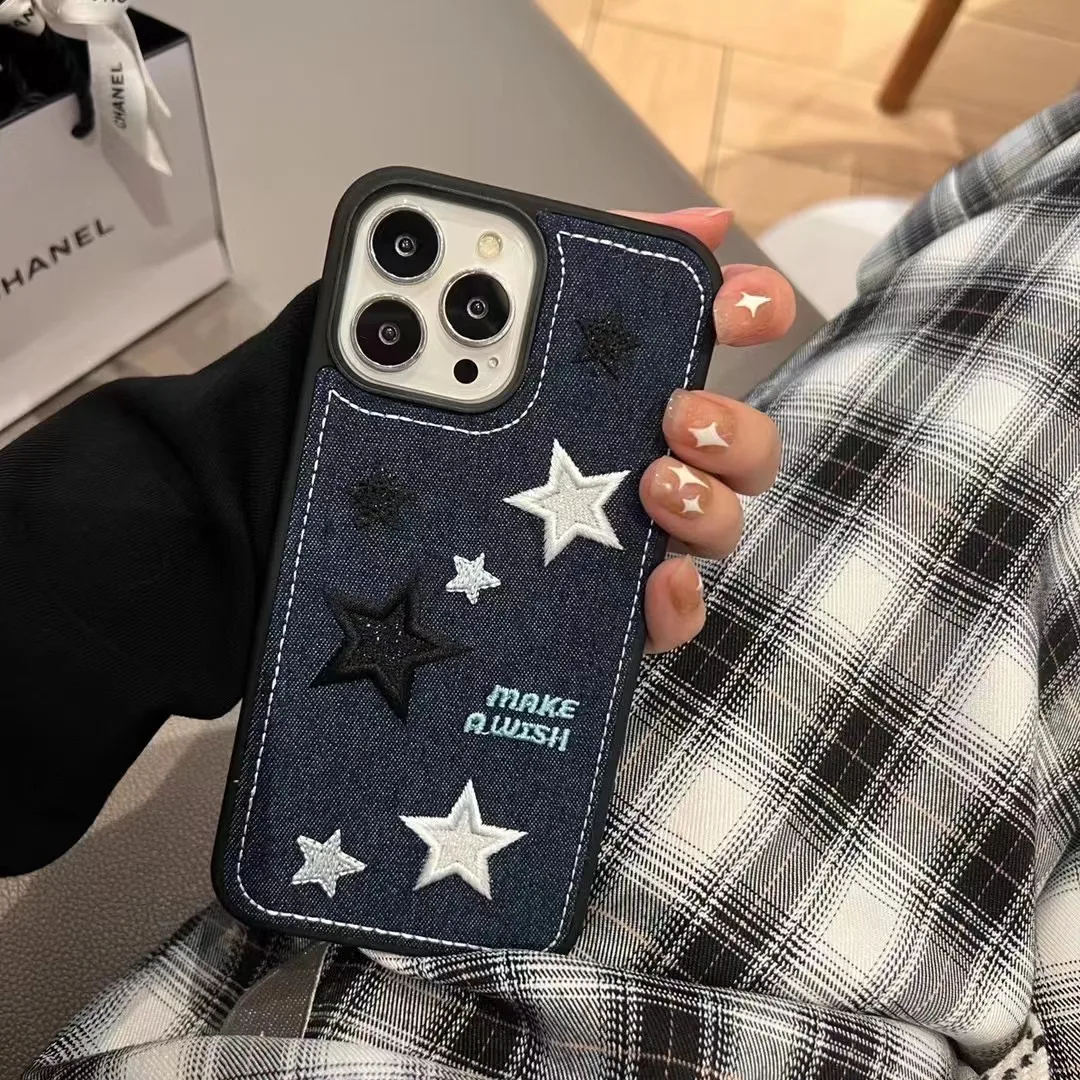 Blue Star denim cowboy Phone Case comparable for iPhone 11 11promax x xr xmsx 12 12promax 13 13promax 14 14plus 14promax Casing