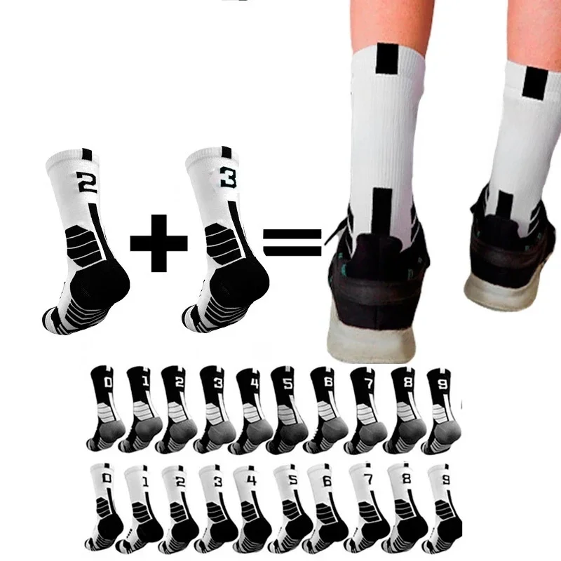 Chaussettes de basket-ball personnalisées, collocation gratuite, numéro 0-9, chaussettes de sport épaisses, antidérapantes, durables, pour Skateboard, bas de serviette