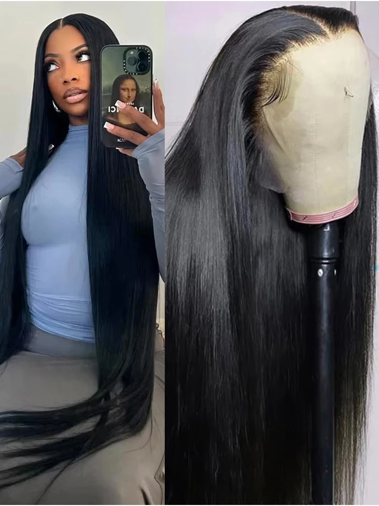 

7x5 Бесклеевой прямой парик 40 46 дюймов Бразильские человеческие волосы 13x4 13x6 HD Парик фронта шнурка 300% Плотность Предварительно выщипанные для чернокожих женщин