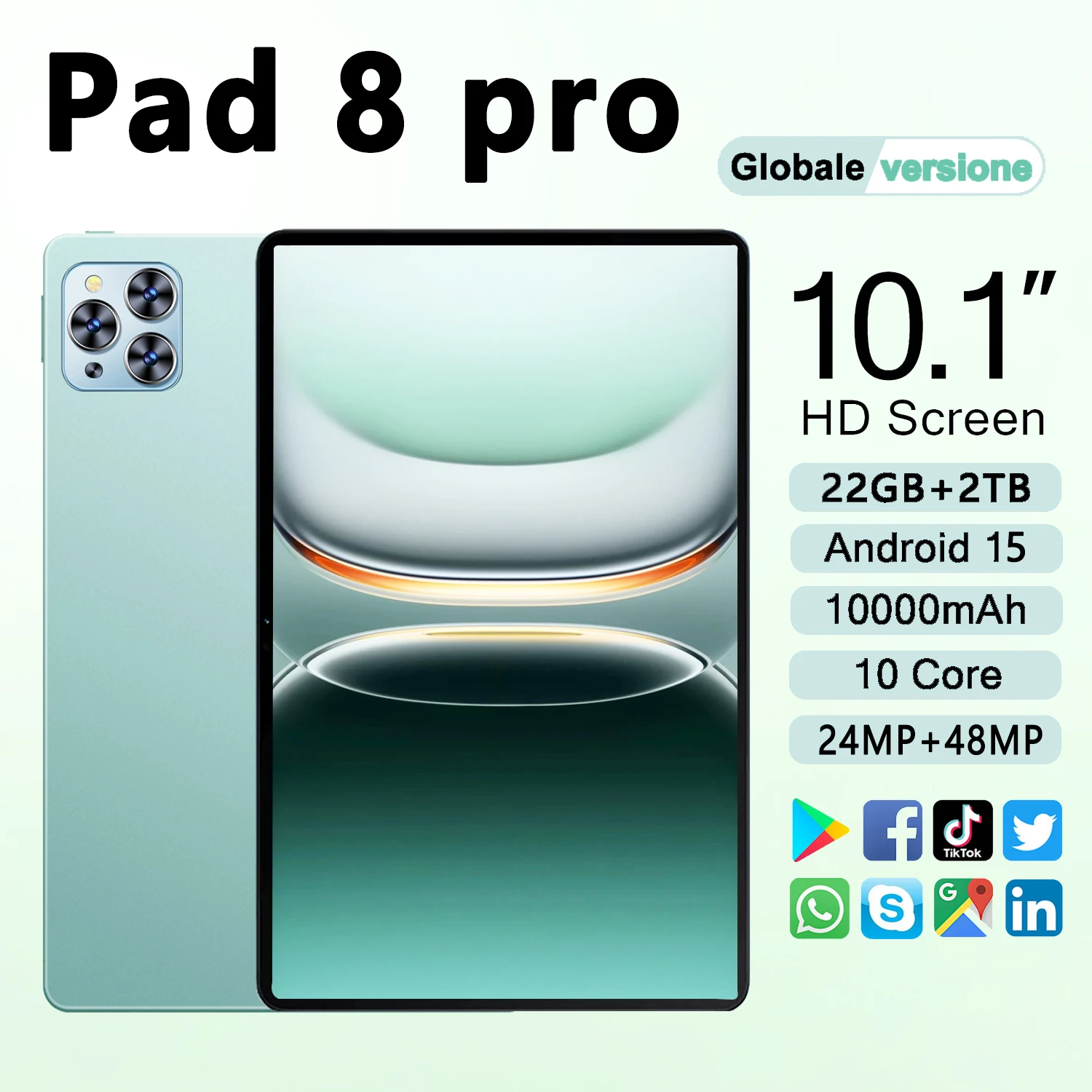 

2025 Pad 8 Pro Tablet 10.1 inch Android 15 Global Snapdragon8 gen3 10 Core 22GB+2048GB 10000mah 5G Dual SIM WIFI HD Full Screen