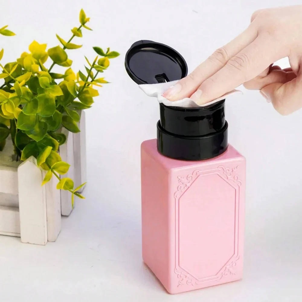 قطعة واحدة من زجاجة إزالة طلاء الأظافر بالضغط الوردي من كليمنونة - أداة مانيكير محمولة للاستخدام المنزلي في صالونات تزيين الأظافر #6