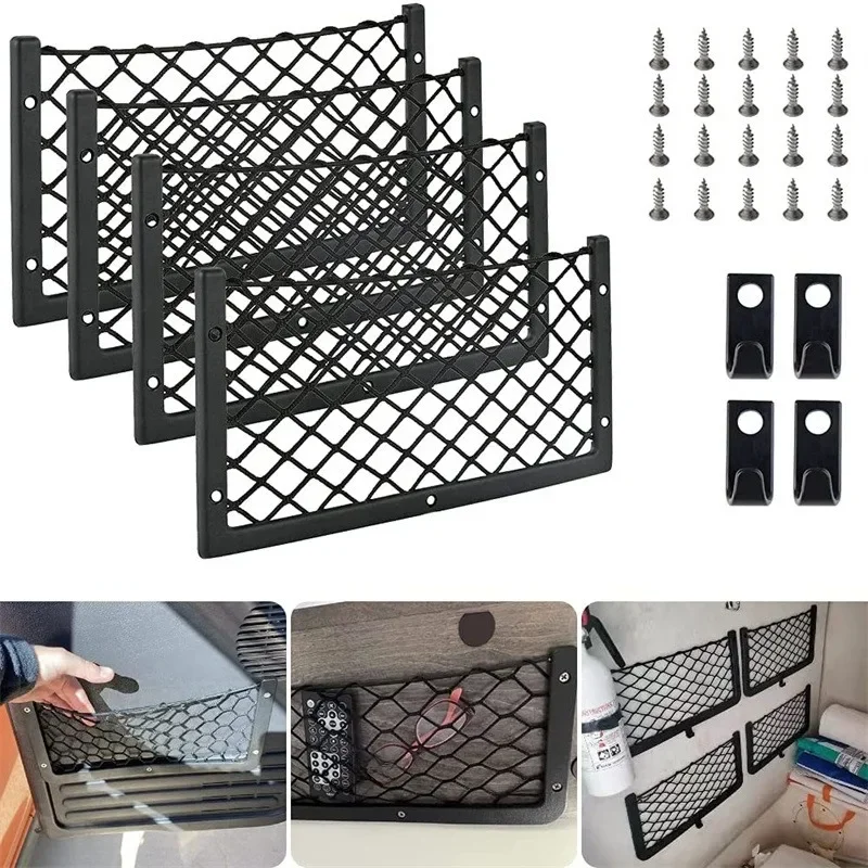 Siatka do przechowywania samochodu Elastyczna siatka Cargo Mesh Nets Caravan Bus Camping Vehicle Seat Back Organizer Mesh Auto Interior Accessories — zdjęcie 2