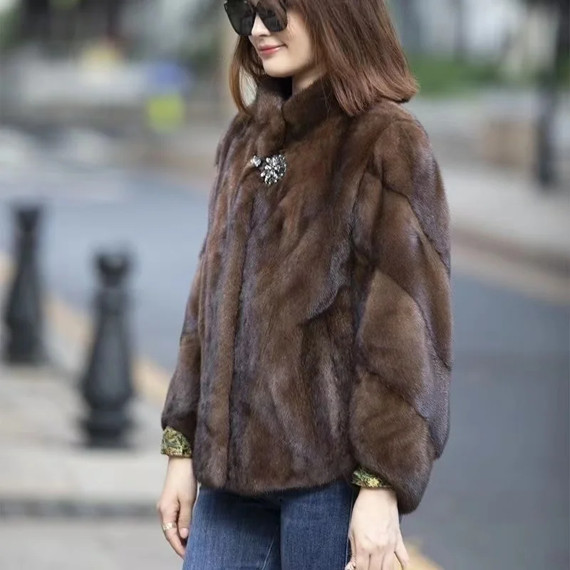 Ladies Real Mink Fur Coat, 100% Real High Quality Mink Fur Coat, Keep Warm in Winter Fashion Fur Coat