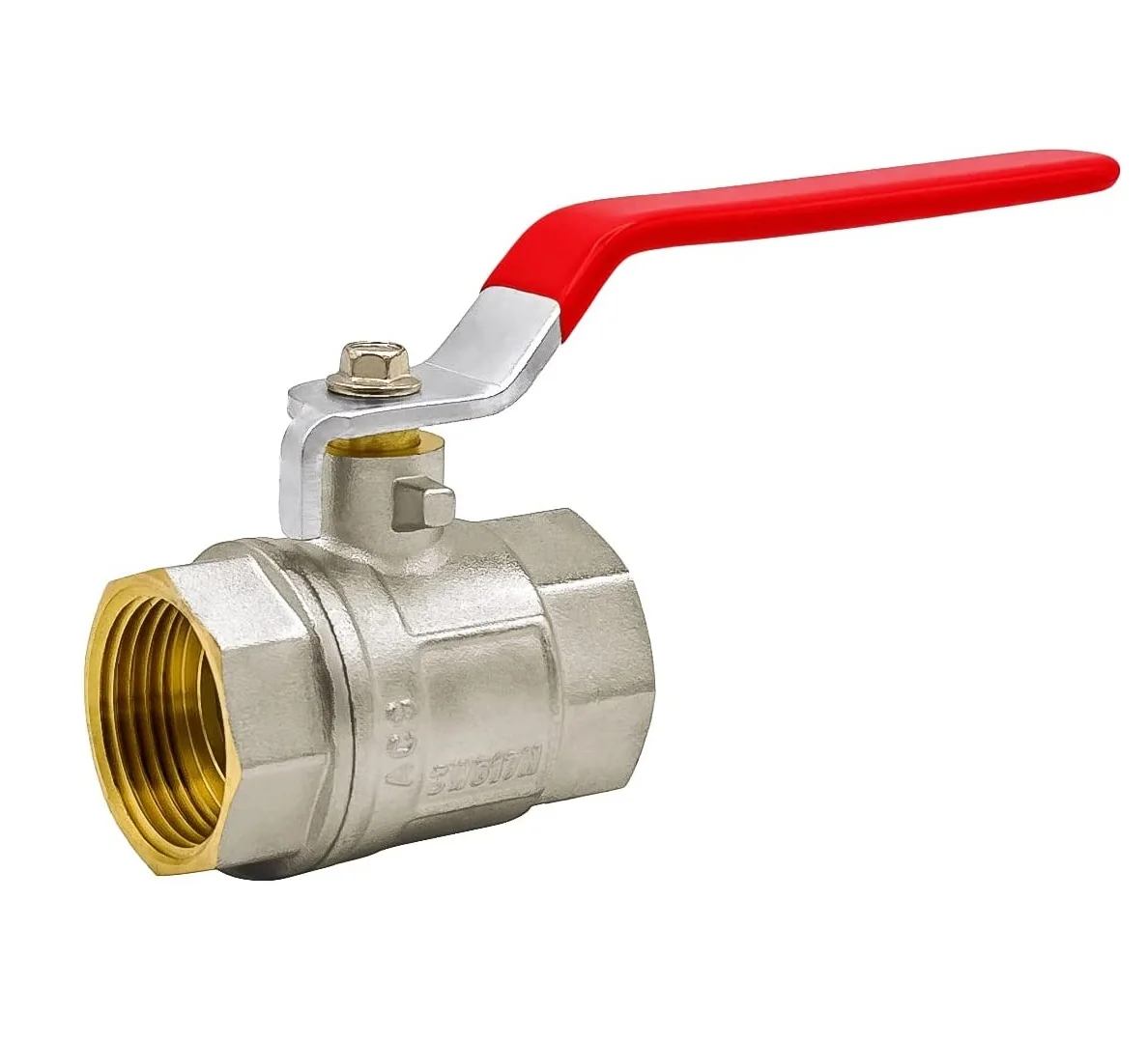 1/2 PN-16 brass sphere valve, red steel handle.